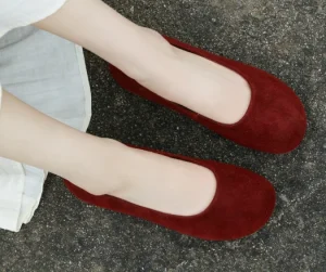 Spring New Australian Wool Leisure Single Shoes Women’s Red Flat Bottomed Women’s Shoes Flats