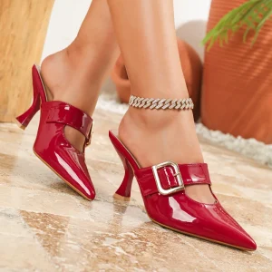 Spring New Collection High Heels Pointed Toe Stiletto Heel Red Wedding Shoes Elegant Women’s High-Heeled Sandals