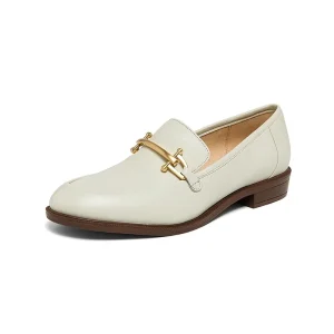 Spring New Genuine Leather Lightweight Women’s Loafers Slip-On Shoes Rubber Outsole Vintage Style Commuting Versatile Flat