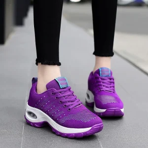 Spring New Sporty Women’s Casual Shoes Air Cushion Fly Knitted Sports Slip-On Fashion Rocking Shoes Advantage