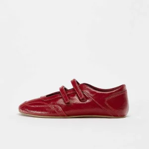 Spring New Women’s Shoes Red Patent Leather Double Strap Decoration Shallow Comfortable Flat Ballet Shoes