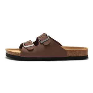 Spring Outdoor Trendy Footwear Slides Double Strap Water Pine Women’s Cork Leather Slipper for Adults