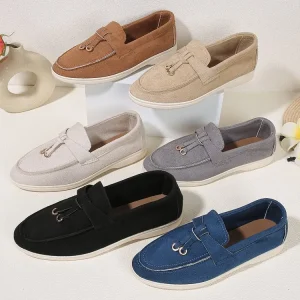 Spring Season Peep Toe Loafers With Detail Made of Synthetic Leather and TPE Midsole