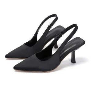 Spring Summer Anti-Slippery Pointed Toe Stiletto High Heel Pumps Backless Closed Toe Sandals to Match Dresses