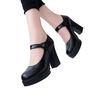 Spring Summer Autumn Women’s Professional Work Shoes Breathable Solid Korean Style Thick Heel High Heels Shallow Mouth