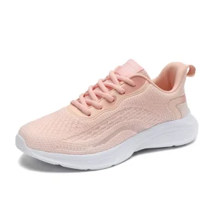 Spring Summer Autumn Women’s Running Shoes Soft Soled Mesh Breathable Lightweight Comfort Shock Absorbent Lace Up