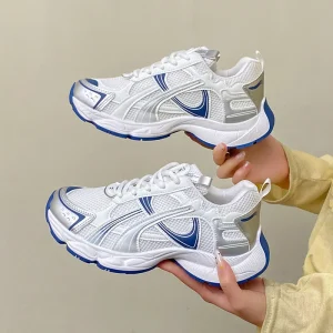Spring Summer Comfortable Thick-Soled Chunky Sneakers Women’s Breathable Mesh Running Shoes Casual Sports Chunky Shoes