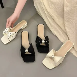 Spring Summer Fashion Trend One Foot Super Soft Wear Resistant Women’s Low Heel Daily Casual Cool Straight Drag