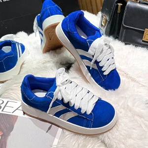 Spring Summer Fashion Trend Women’s Casual Cross Border Flat Sneakers New Lace Up Patchwork Design