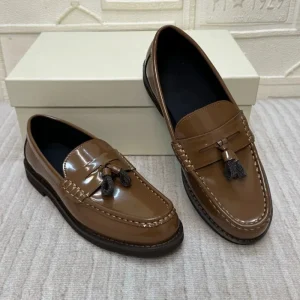 Spring Summer Handmade Beaded Tassel Pendant Height Increasing Slip-On Loafers Women’s Casual Leather Flat Shoes