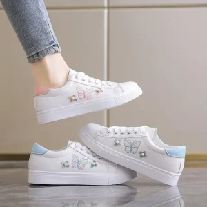 Spring Summer New Female White Low top Leather Casual Shoes