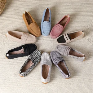 Spring Summer New Versatile Casual Doudou Slip-On Lightweight Fashion Trend Round Toe Women’s Knitted Dress Flats Shoes