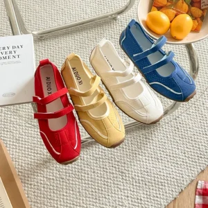 Spring Summer Women’s German Training Shoes Toe Shallow Mouth Low Heel Soft Sole PU Breathable Casual Mary Jane Flats