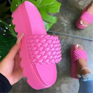 Spring Summer Women’s PU Leather Sandals Casual Slides Outdoor Flip Flops