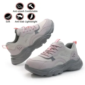 Spring Women Safety Shoe Breathable Anti Smash Steel Toe Anti Puncture Lightweight Comfortable Safety Shoe Non Tiring Work Shoes