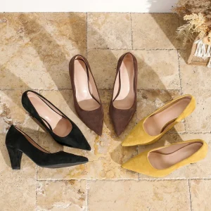 Spring and Autumn High Heels Black Professional Women’s Shoes Shallow Opening Work Shoes Pointed Toe Thick Heel Single Shoes