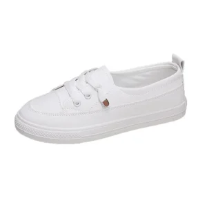Spring and Autumn Shallow Mouth Female Board Shoes Students Single Shoes Korean Style Casual White Shoes