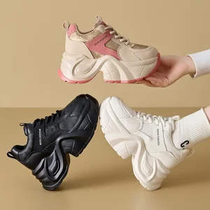 Spring and Autumn Style Women’s New High Heeled Sneakers with Thick Soles Women’s Casual and Sports Shoes