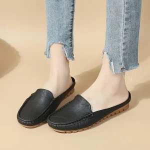 Spring and Summer Mules Shoes Women’s Outer Wear Flat Toe Slippers Women Mule Slippers Ladies Summer Sandals