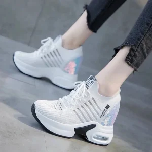 Spring and Summer New Evergreen Durable Breathable Mesh White Women’s Casual Sports Shoes