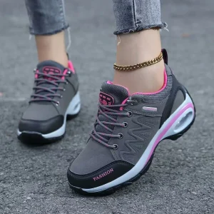 Spring autumn New Women’s Air Cushioned Running Shoes Breathable Lace Up Color Blocking Soft Soled Shock Absorbing Shoes