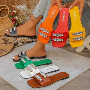 Square Toe Flat Bottomed Women’s Sandals Beach Shoes Plus Size Open Toe
