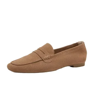 Square Toe Suede Loafer Women Moccasin Dress Shoes Factory Penny Anti Slip Flat Casual Shoes for Lady