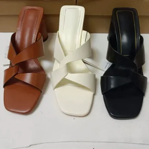 Square toe Slip on Heeled Mules for Women Versatile Comfortable Chunky Heel Sandals for Ladies