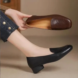 Stylish Comfortable Breathable Top Layer Leather Casual Flat Shoes for Women Soft Leather Loafer Shoes Daily Life