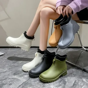 Stylish Low top Outdoor Rain Boots Waterproof Non slip Hiking Shoes for Women