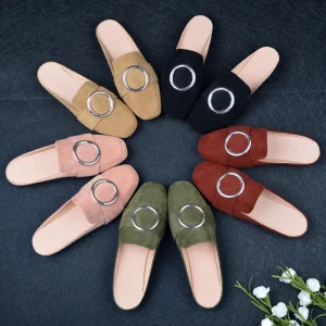 Stylish Suede Square Toe Women’s Mule Slippers Minimalist Comfortable