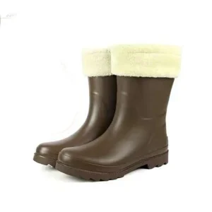Stylish Waterproof Anti Slip Outdoor Winter Wear Women’s Mid Calf Warm Fur Lined Rubber Snow Rain Boots Manufacturer