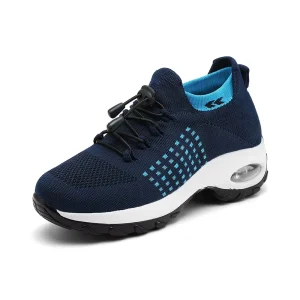 Stylish Women’s Breathable Mesh Sneakers Thick Sole Lace Up Design Comfortable Casual Shoes for Jogging and Walking
