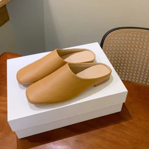 Stylish Women’s Square Toe Flat Sole Loafers Mules Half Slippers Summer Wear Resistant Minimalist Style