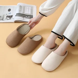 Suede Bottom Memory Sponge Soft Mute Japanese Cotton Slippers Unisex Winter Anti slip Cozy Office Indoor Cotton Women’s Shoes