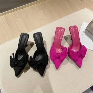 Suede Bowtie Fashion Women’s Pumps Pointed Toe Mules Beauty Comfort Shoe Slippers