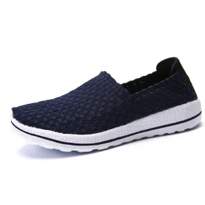 Summer Autumn Women’s Fashion Sneakers Woven Slip On Light Weight Soft Breathable Casual Shoes