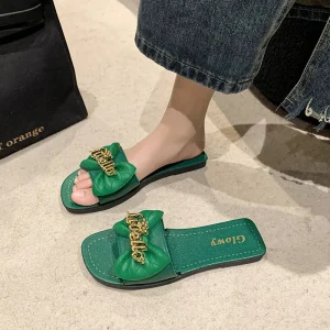 Summer Breathable Flat Round Upper PVC Sole Style Slipper Women’s Slippers Open Toe Flat Heel Women Shoes Sandals