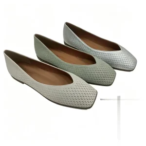 Summer Breathable Perforated Women’s Square Toe Flats Slip-On Hollow Out Casual Daily Wear Flat Shoes