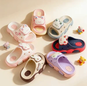 Summer Cartoon Children’s Slippers Soft Bottom Bear Sandals Outdoor Beach Men’s Women’s Baby Parent Child Slippers