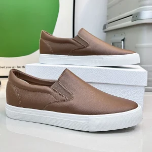 Summer Casual Men’s and Women’s Loafers Shoes Slip-on Men’s Leisure Leather Shoes Student White Lovers Shoes