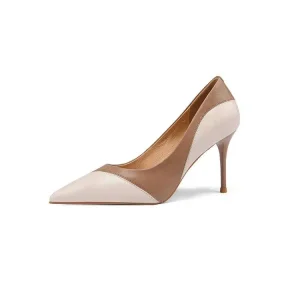 Summer Collection Custom Logo Women’s Genuine Leather Elegant Pumps Pointed Toe Thin High Heel Formal Dress Shoes