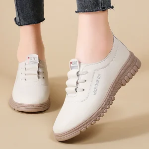 Summer Collection Women’s Genuine Leather Flats Large Size Casual Soft Sole Slip On Loafers Walking Style Shoes