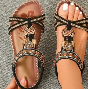 Summer Fashion Bohemian Ladies Sandals Flat Roman Sandals Non Slip Rubber Designer Luxury Women Sandals Women’s Casual Shoes