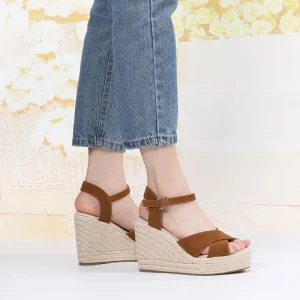 Summer Fashion Breathable All Match High Heel Platform Sandals for Women Comfortable Outdoor Wedges Genuine Leather Soft Insole