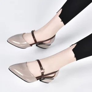 Summer Fashion Casual Women’s PU Slip-On Shoes Thick Sole Low Heel Business Office Party Shoes