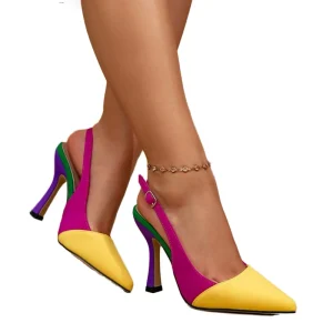 Summer Fashionable Elegant Two-tone Pointed-toe Stiletto High-heeled Outdoor High-top Sexy Women’s Single Shoes
