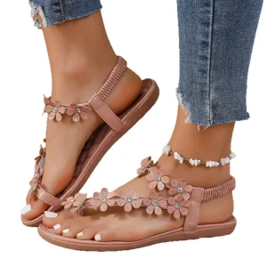 Summer Flat Sandal for Women Open toe with Cross Straps Lady Sandals Beach One piece Soft Sole Sandals