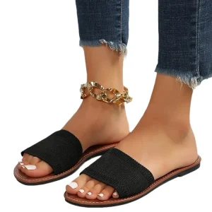 Summer Flat bottomed Casual Women’s Slippers Outdoor Cloth Round Sandals Head Simple New PU Upper EVA Designer Slippers
