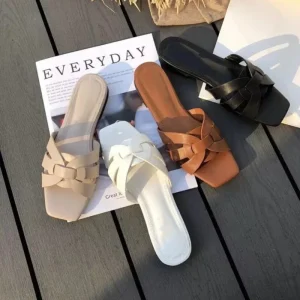 Summer Holiday Large Size Flat Bottom Sandals Women’s Square Head Casual Flip Flop Beach Shoes Ladies